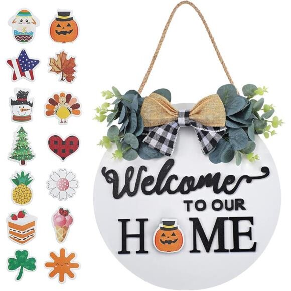 Seasonal Interchangeable WelcomeSign for FrontDoor Decor,Welcome to Our HomeSign - Picture 1 of 8